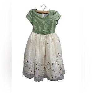 Elegant Green and White Kids Formal Dress